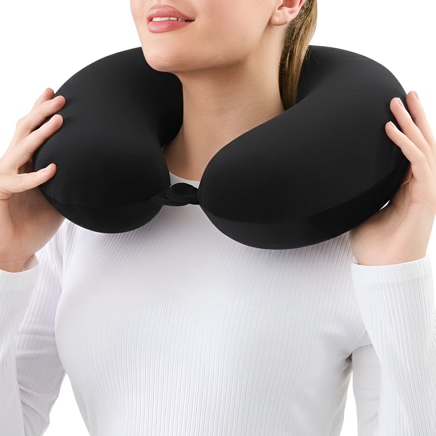 U-Shaped Memory Foam Neck-Rest Travel Pillow | Unisex Round Sleeping Neck-Support for Flight, Car, & Airport