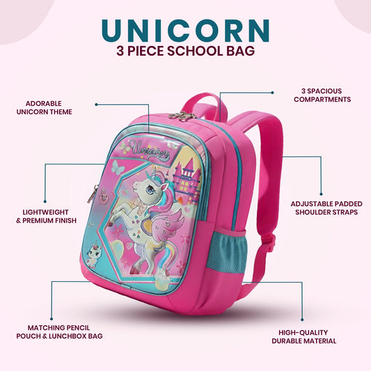 Unicorn School Bag Set for Girls | 3 Piece