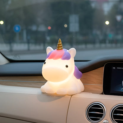 Cute Rainbow Unicorn Silicone Night Lamp | Squishy Dimmable LED Light Toy For Kids