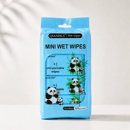 Panda Mini Wet Tissue Wipes | Vitamin E | 64 Small Pcs