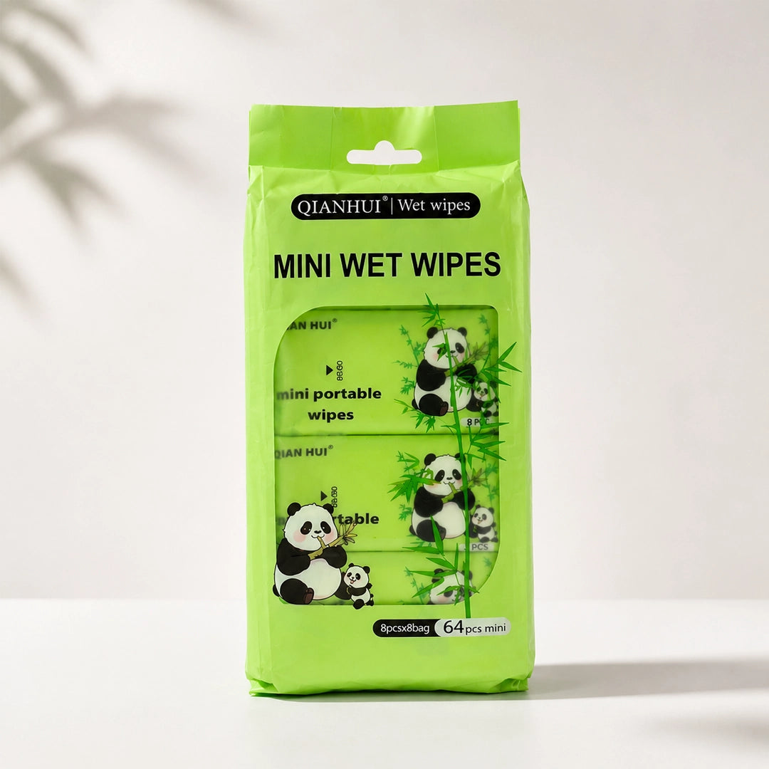 Panda Mini Wet Tissue Wipes | Vitamin E | 64 Small Pcs