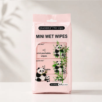 Panda Mini Wet Tissue Wipes | Vitamin E | 64 Small Pcs