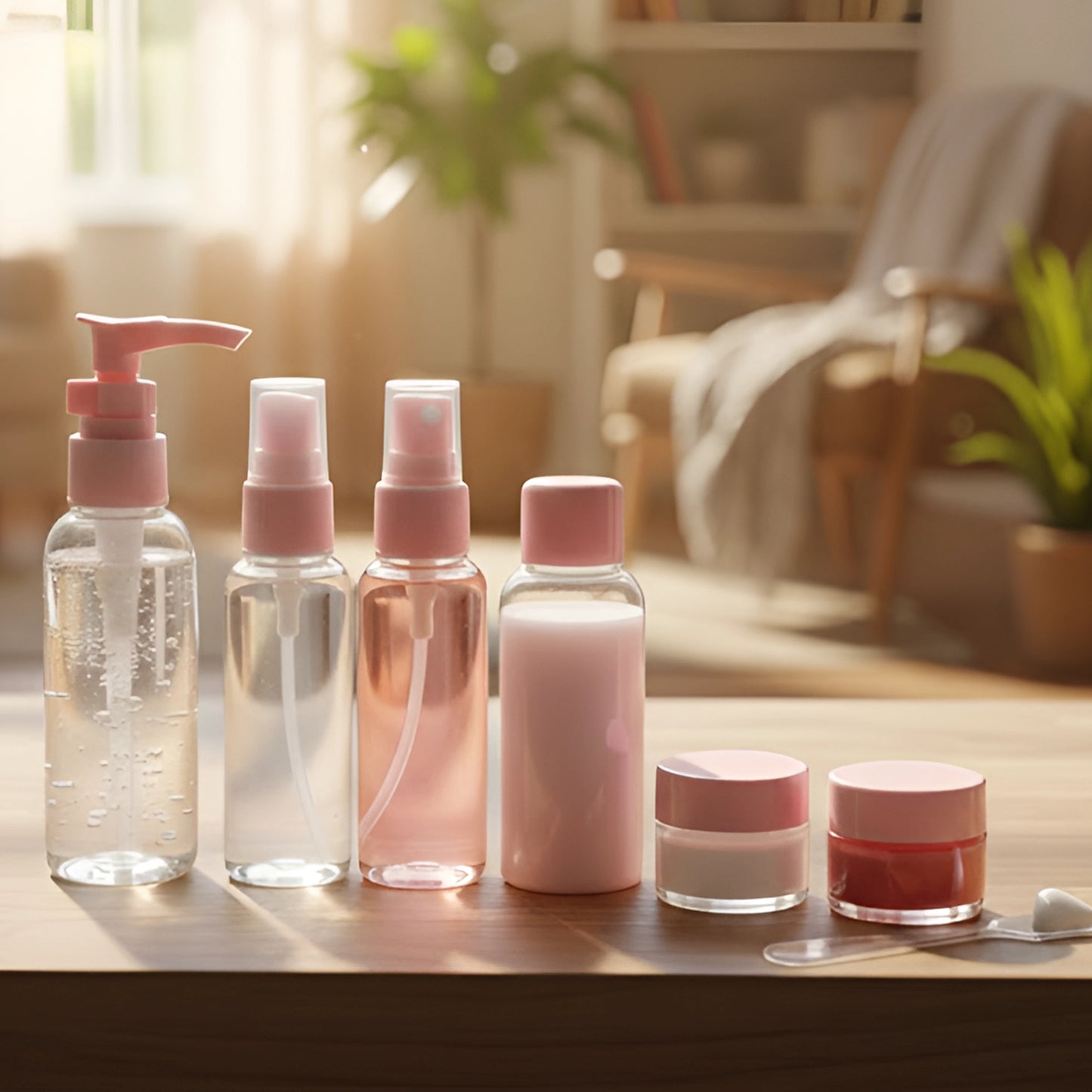 Refillable Leak-Proof Container Bottles Set | Toiletry Essentials Plastic Bottle Kit for Travel | 7 Pcs