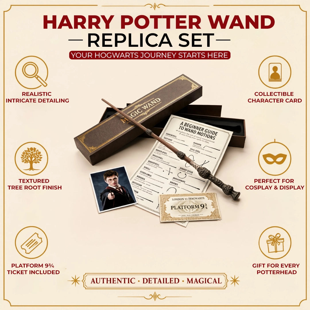Harry Potter Magic Wand Replica | Coolest Wand Gift Box with Platform 9¾ Ticket & Character Card
