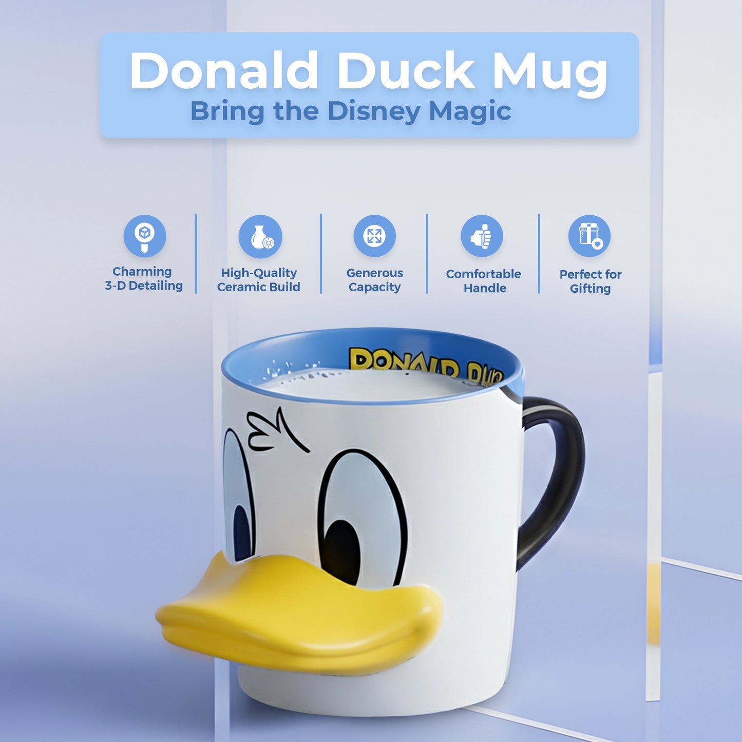 Disney Donald Duck 3-D Ceramic Mug for Coffee, Tea