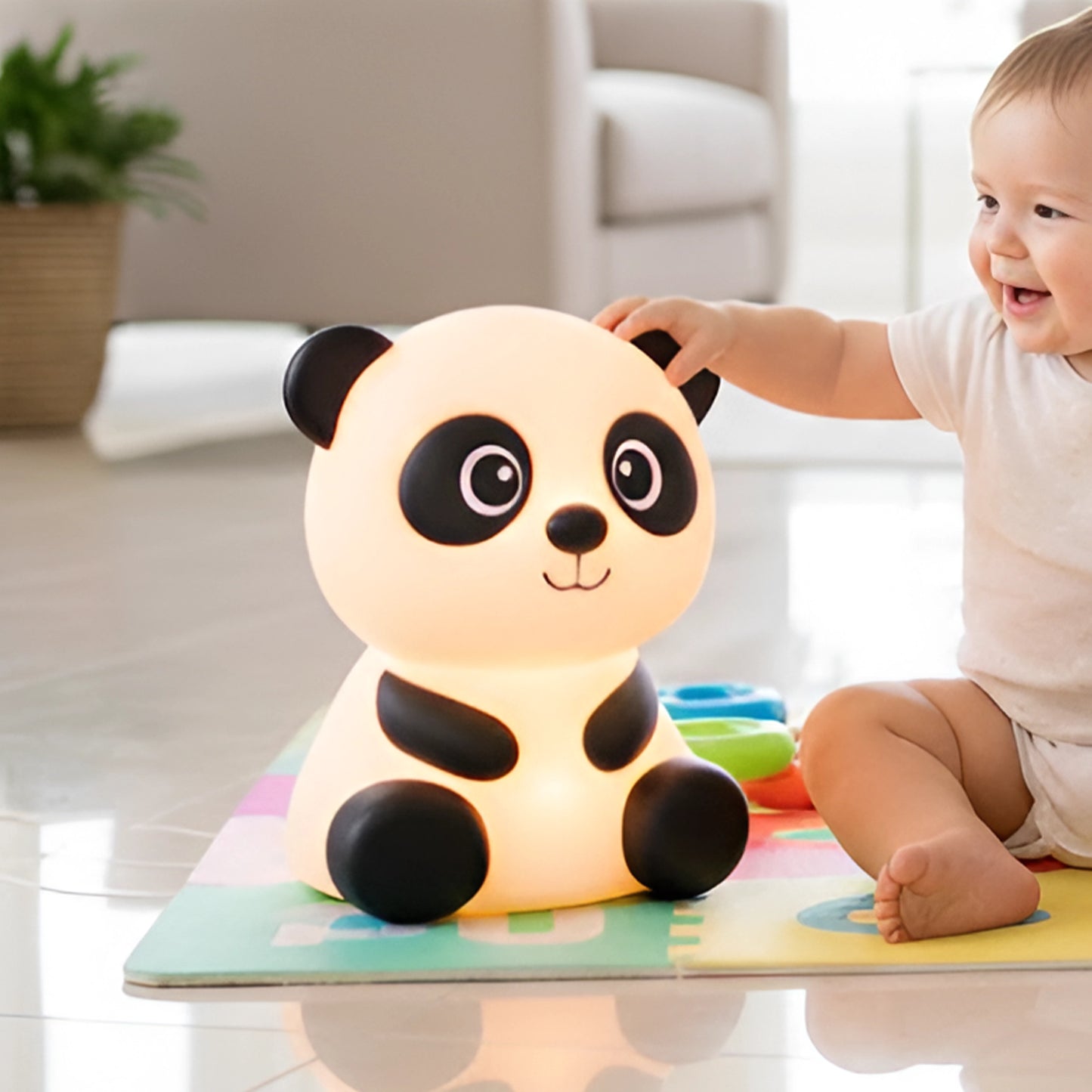 Cute Panda Silicone LED Night Lamp | Squishy Light Toy for Kids with Touch Sensor