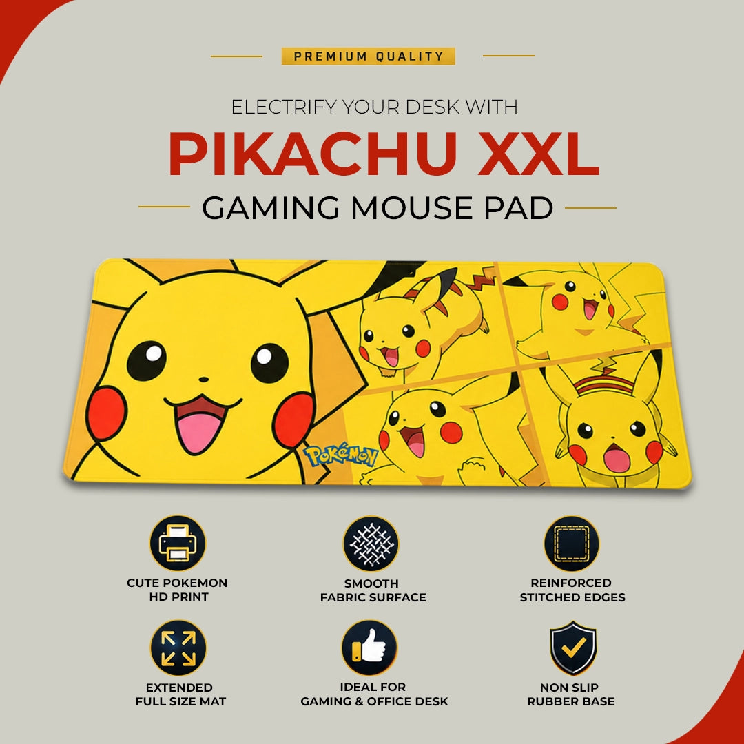 Pikachu XXL Gaming Mouse Pad | Large Pokemon Desk Mat