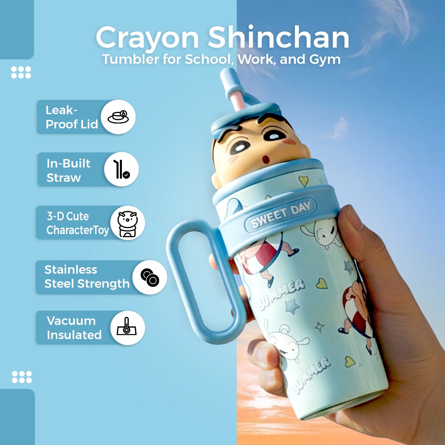 Crayon Shinchan Tumbler with Straw