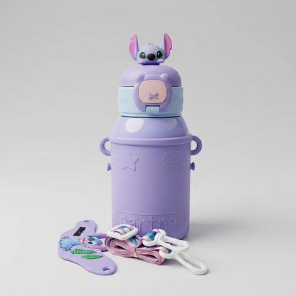 Stitch Sipper Water Bottle | With Name Tag & Strap | for Toddlers & Kids