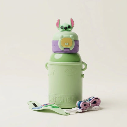 Stitch Sipper Water Bottle | With Name Tag & Strap | for Toddlers & Kids