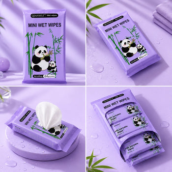 Panda Mini Wet Tissue Wipes | Vitamin E | 64 Small Pcs