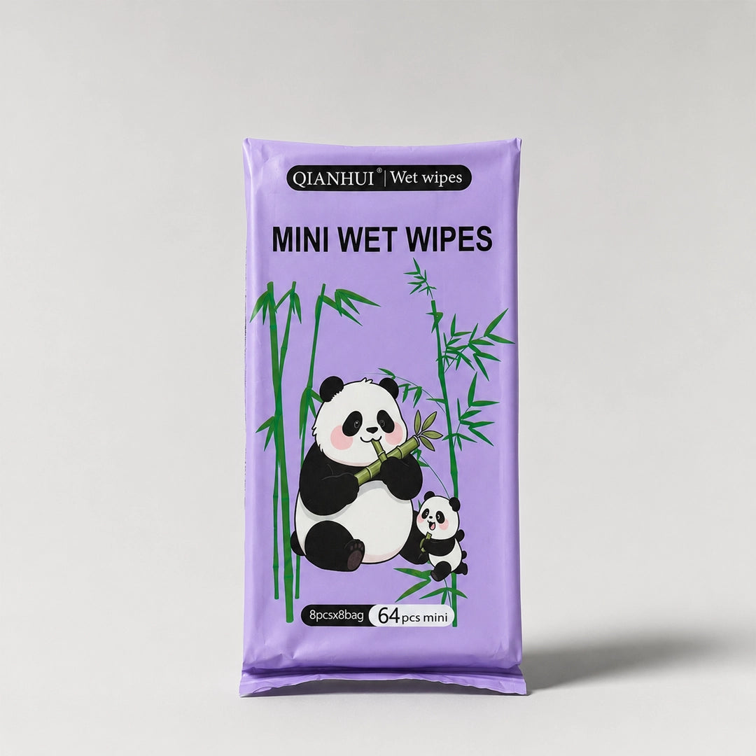 Panda Mini Wet Tissue Wipes | Vitamin E | 64 Small Pcs